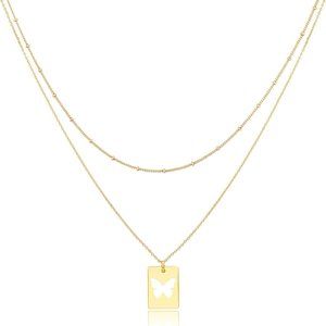 Layered Necklace Dainty Disc Chokers Necklace 14K Real Gold Plated Layering